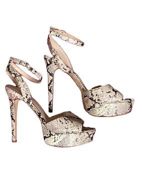 Aldo Neuling Heels, Leather Strappy Sandals, Snakeskin. Size 10 Platform
